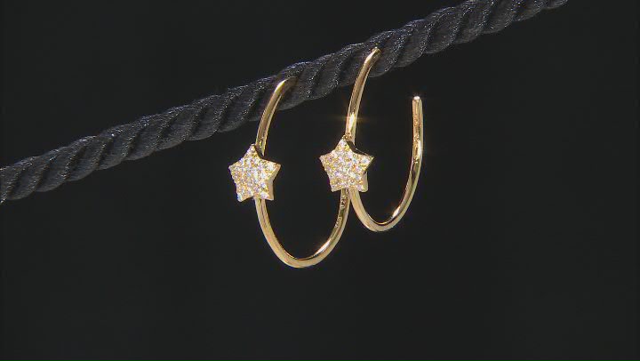 White Cubic Zirconia 18k Yellow Gold Over Sterling Silver Star Earring Set 0.81ctw Video Thumbnail
